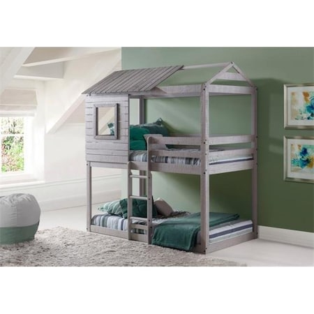 Donco Kids Donco Kids PD-1370TTLG Deer Blind Twin Over Twin Size Bunk Loft Bed; Light Grey PD_1370TTLG